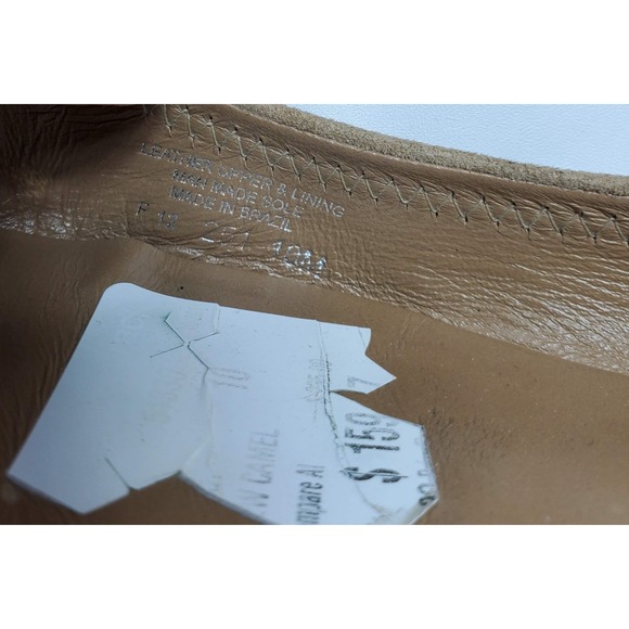 Tory Burch Reva Ballet Flats Shoes 10 M Beige Suede Gold Double T Logo Slip On - Picture 4 of 6